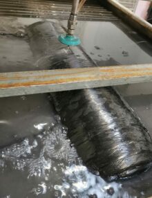 Wasserstrahlschneiden eines CFK Wasserstofftanks